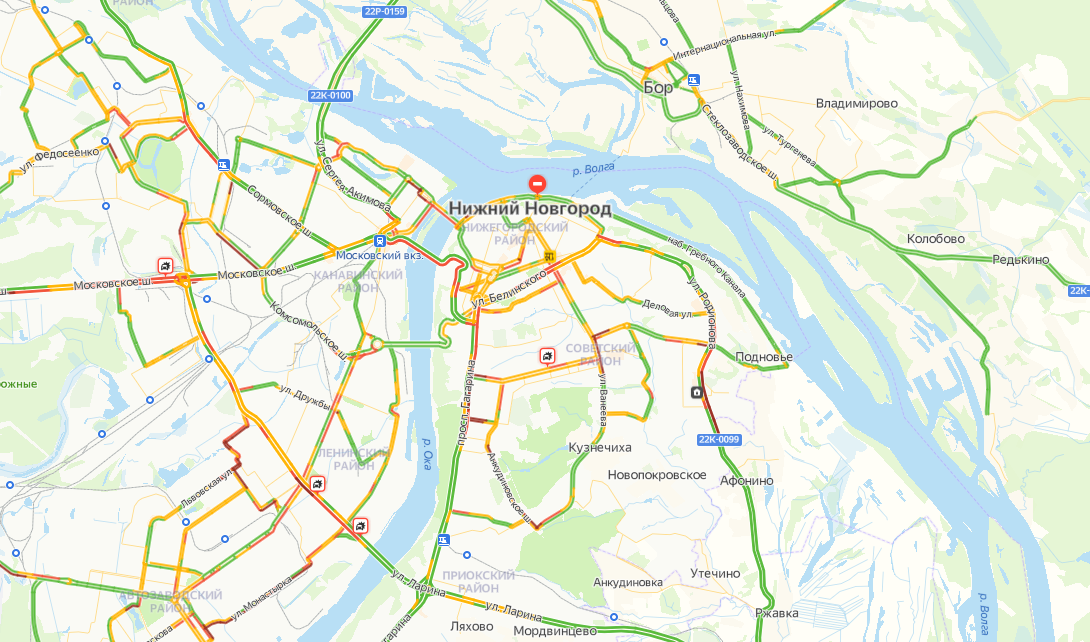 Девятибалльные пробки зафиксированы в Нижнем Новгороде утром 17 февраля - фото 1