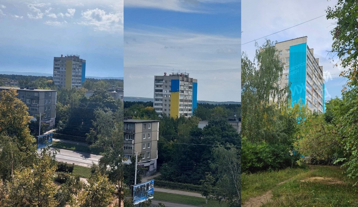 Дом в Дзержинске покрасили в голубой и желтый, а затем перекрасили - фото 1