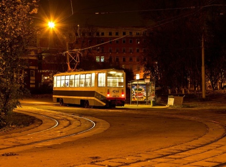 Ночной трамвай вышел на городское кольцо Нижнего Новгорода